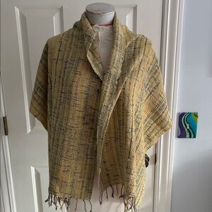Yellow and Black Woven Shawl